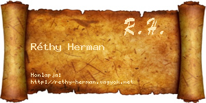 Réthy Herman névjegykártya